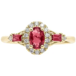 Ruby & 1/7 Ct. Tw. Diamond Ring In 10K Yellow Gold