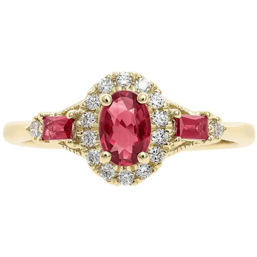 Ruby & 1/7 Ct. Tw. Diamond Ring In 10K Yellow Gold