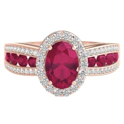 Ruby & 1/4 Ct. Tw. Diamond Ring In 10K Rose Gold