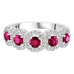 Ruby & 1/3 Ct. Tw. Diamond Ring In 14K White Gold