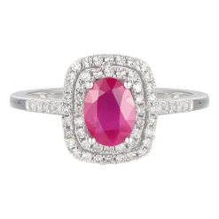 Ruby & 1/4 Ct. Tw. Diamond Ring In 14K White Gold
