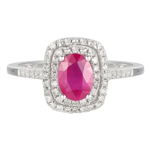 Ruby & 1/4 Ct. Tw. Diamond Ring In 14K White Gold