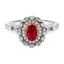 Ruby & 1/2 Ct. Tw. Diamond Ring In 10K White & Rose Gold
