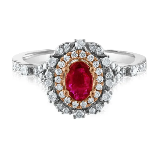 Ruby & 1/2 Ct. Tw. Diamond Ring In 10K White & Rose Gold