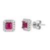 Ruby & 1/7 Ct. Tw. Diamond Stud Earrings In 10K White Gold