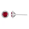 Ruby & 1/7 Ct. Tw. Diamond Stud Earrings In 14K White Gold