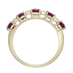 Ruby & Diamond Accent Band In 10K Yellow Gold