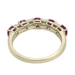 Ruby & Diamond Accent Band In 10K Yellow Gold