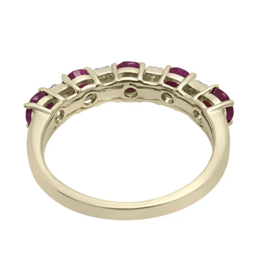 Ruby & Diamond Accent Band In 10K Yellow Gold