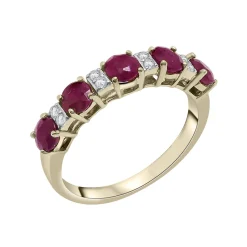 Ruby & Diamond Accent Band In 10K Yellow Gold