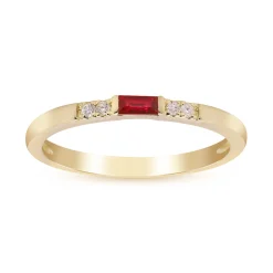 Ruby & Diamond Accent Stacking Ring In 10K Yellow Gold