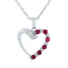 Ruby & Diamond Heart Pendant In 10K White Gold