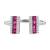 Ruby & Diamond Open Bar Ring In 14K White Gold (1/7 Ct. Tw.)