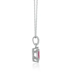 Ruby & Diamond Pendant In 14K White Gold (1/10 Ct. Tw.)