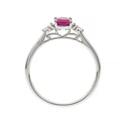 Ruby & Diamond Ring In 10K White Gold
