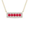Ruby And Diamond Bar Pendant In 14K Yellow Gold (1/7 Ct. Tw.)