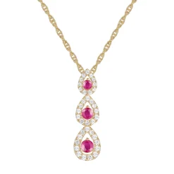 Ruby And Diamond Drop Pendant In 10K Yellow Gold (1/4 Ct. Tw.)