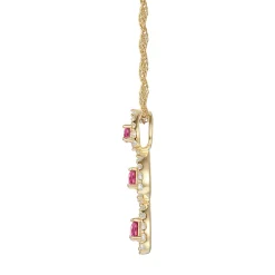 Ruby And Diamond Drop Pendant In 10K Yellow Gold (1/4 Ct. Tw.)