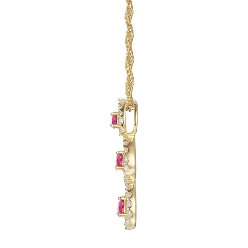 Ruby And Diamond Drop Pendant In 10K Yellow Gold (1/4 Ct. Tw.)