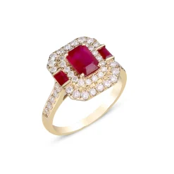 Ruby And Diamond Ring In 14K Yellow Gold (5/8 Ct. Tw.)
