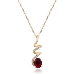 Ruby Pendant With Diamond Accents In 10K Yellow Gold