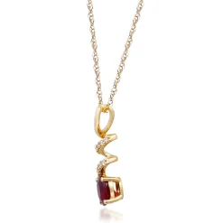 Ruby Pendant With Diamond Accents In 10K Yellow Gold