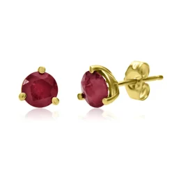 Ruby Stud Earrings In 10K Yellow Gold