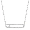 Safety Pin Necklace With Pave Diamonds In 10K White Gold (3/8 Ct. Tw.)