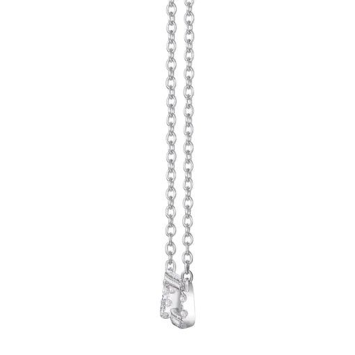 Safety Pin Necklace With Pave Diamonds In 10K White Gold (3/8 Ct. Tw.)