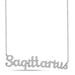Sagittarius Lab Created White Sapphire Necklace In Sterling Silver