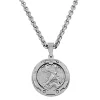 Saint Michael Pendant With Diamond Accent In Stainless Steel, 24"