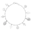 Saints Charm Bracelet In Sterling Silver, 7.25"