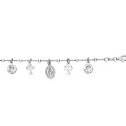 Saints Charm Bracelet In Sterling Silver, 7.25"