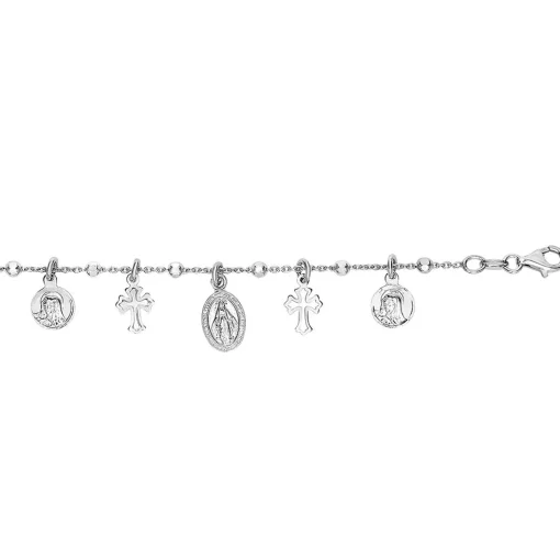 Saints Charm Bracelet In Sterling Silver, 7.25"