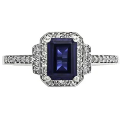 Sapphire & 1/5 Ct. Tw. Diamond Ring In 10K White Gold