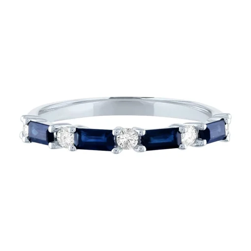 Sapphire & 1/5 Ct. Tw. Diamond Ring In 10K White Gold