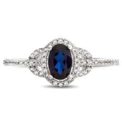 Sapphire & 1/7 Ct. Tw. Diamond Ring In 10K White Gold