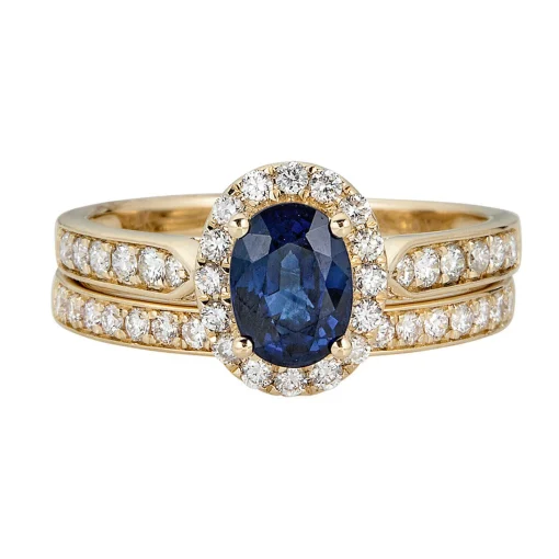 Sapphire & 1/2 Ct. Tw. Diamond Engagement Ring Set In 14K Yellow Gold