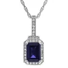 Sapphire & 1/7 Ct. Tw. Diamond Pendant In 10K White Gold
