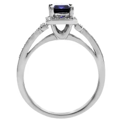Sapphire & 1/5 Ct. Tw. Diamond Ring In 10K White Gold