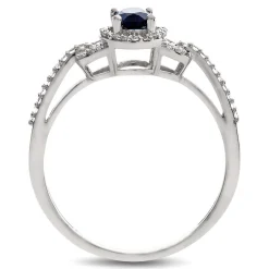 Sapphire & 1/7 Ct. Tw. Diamond Ring In 10K White Gold