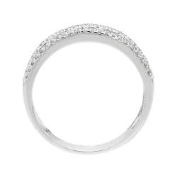 Sapphire & 1/3 Ct. Tw. Diamond Band In 10K White Gold
