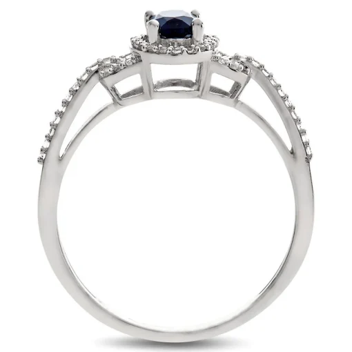 Sapphire & 1/7 Ct. Tw. Diamond Ring In 10K White Gold
