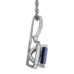 Sapphire & 1/7 Ct. Tw. Diamond Pendant In 10K White Gold