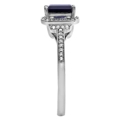 Sapphire & 1/5 Ct. Tw. Diamond Ring In 10K White Gold