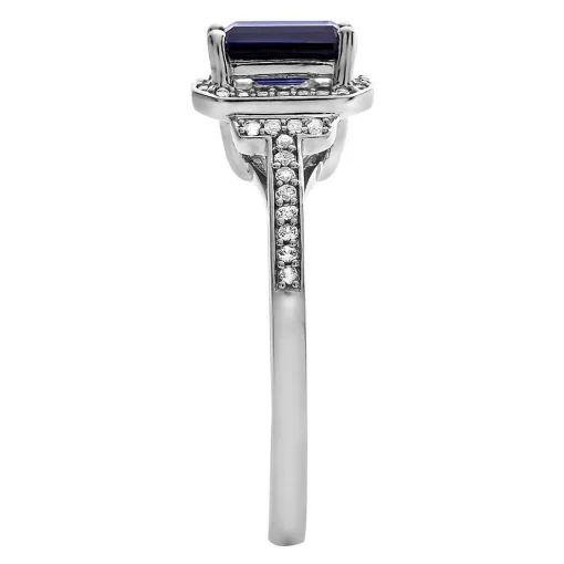 Sapphire & 1/5 Ct. Tw. Diamond Ring In 10K White Gold