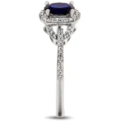 Sapphire & 1/7 Ct. Tw. Diamond Ring In 10K White Gold