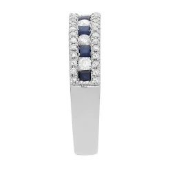 Sapphire & 1/3 Ct. Tw. Diamond Band In 10K White Gold