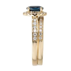 Sapphire & 1/2 Ct. Tw. Diamond Engagement Ring Set In 14K Yellow Gold