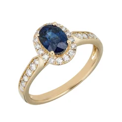 Sapphire & 1/2 Ct. Tw. Diamond Engagement Ring Set In 14K Yellow Gold